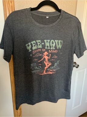 WESTERN Yee-Haw State of Mind Charcoal Graphic Tee Shirt